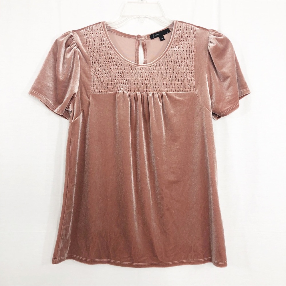 NEW Gibson Crushed Velvet Short Sleeve Top, Size XS